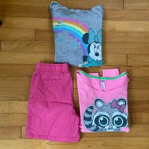 Bundle Disney Lightweight Hoodie/Cat&Jack Shorts Justice Crop Sweatshirt